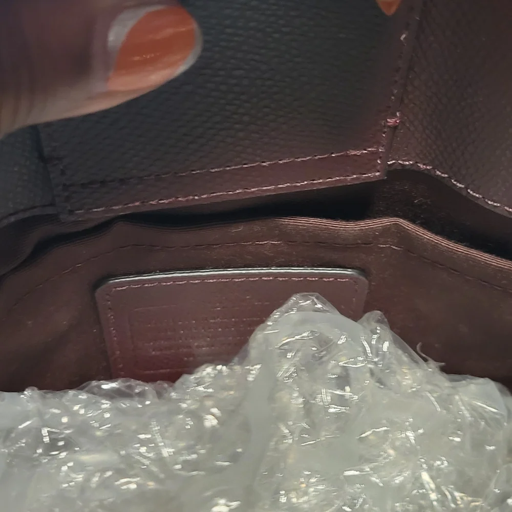 COACH Studded Leather Tote Bag in Deep Burgundy - Picture 6 of 7